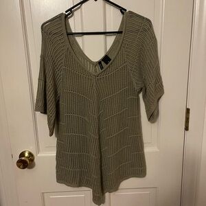 Olive Knit V-Neck Women Top